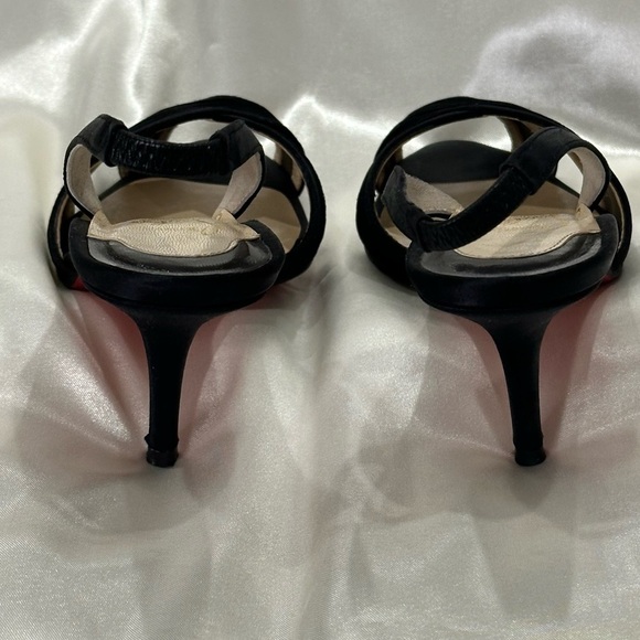 Christian Louboutin Black Peep Toe Sling Back Heels Chiffon Satin Size 6/36 Chic - Picture 6 of 13